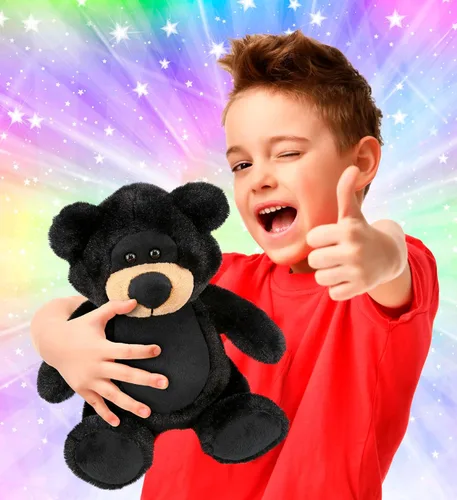 Miniatura 2 de DolliBu Oso negro de peluche, oso negro suave y abrazable, adorable juguete de peluche de oso para jugar, lindo regalo de vida salvaje para niños