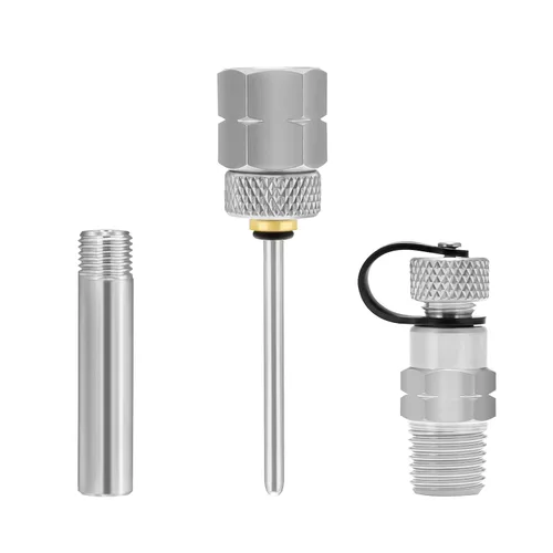 Miniatura 7 de Adaptador de calibre de latón 1/4 NPT hembra, 2-1/2 OAL x 1-2/5 "x 1/8" sonda con funda de acero inoxidable, kit de montaje de manómetro