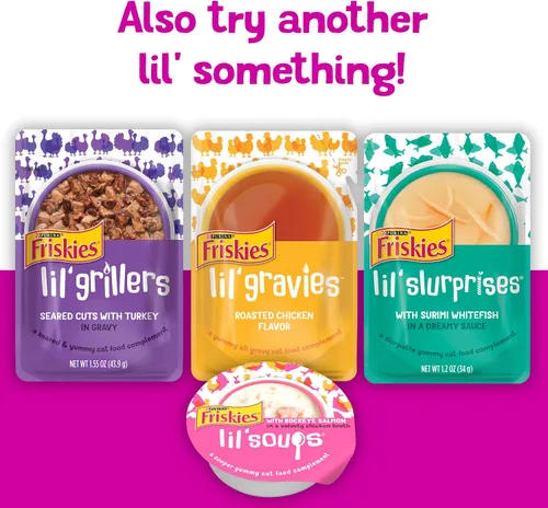 Miniatura 8 de Purina Friskies Complemento de Comida para Gatos en Puré, Lil' Shakes con Delicioso Salmón, Premios Lamibles para Gatos - (Paquete de 16) Bolsitas