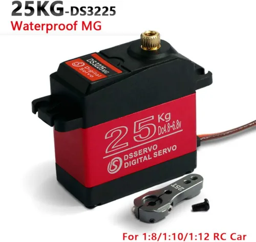 Miniatura 2 de ZOSKAY Servo de alto par de engranaje de metal estándar digital 25KG/0.13S 6.8V para autos RC 1/8 1/10 (ángulo de control 180)