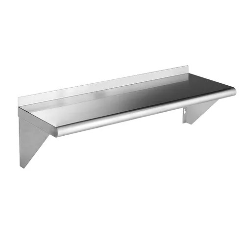 ROCKPOINT Estante de acero inoxidable de 12 x 36 pulgadas, 300 libras, estantes comerciales de metal NSF para montaje en pared, estantería flotante