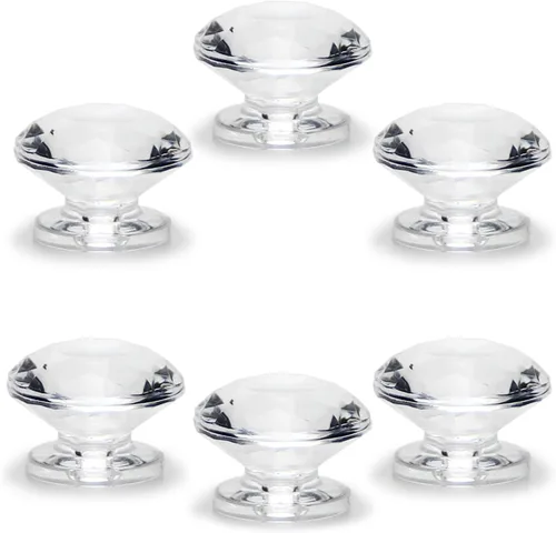 Miniatura 15 de MroMax 2 piezas de mango pequeño, perilla acrílica de diamante, mini perillas autoadhesivas, perilla de tamaño pequeño de 0.748 in de diámetro