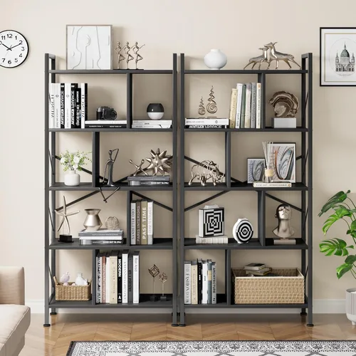 Miniatura 4 de IDEALHOUSE Estantería de 5 niveles con almacenamiento, estante industrial de 61 pulgadas de alto con estantes de exhibición abierta, estantería de 5