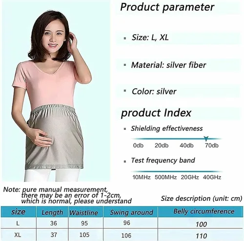 Miniatura 6 de EMF Anti-Radiación Ropa, Anti-Radiación Vestidos Maternidad Protección Radiación Vientre Banda 5G Anti-Radiación Embarazo Ropa Plata ~