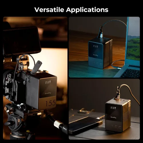 Miniatura 8 de SMALLRIG Batería de montaje en V VB155, batería de montaje en V de 155 Wh/10500 mAh con salida de 100 W, carga completa 3H, con USB-C, D-TAP, USB-A