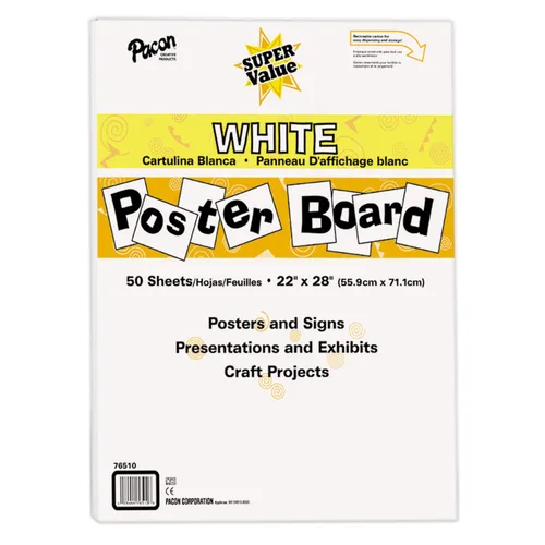 Miniatura 2 de Pacon Tablero de póster de gran valor, 22 x 28 pulgadas, blanco, 50 hojas y barras de pegamento escolar púrpura desaparecidas de ELMER's, lavable