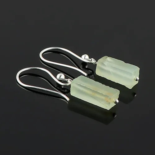 Miniatura 9 de Aretes de aro de cristal afganita natural Piedras afganas de alto grado Aretes chapados en plata Gota lisa Joyas de piedras preciosas hechas