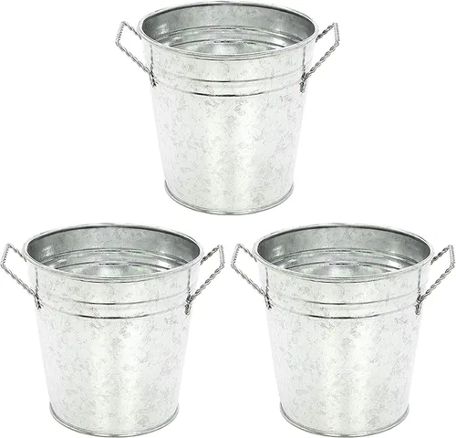 Miniatura 10 de Hosley Juego de 6 jarrones de metal con acabado de zinc, 5 pulgadas de diámetro x 5 pulgadas de alto, regalo ideal para bodas, ocasiones especiales
