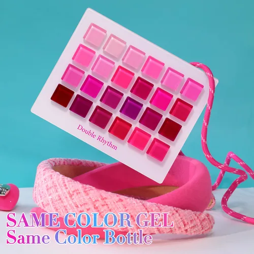 Miniatura 6 de Double Rhythm - Juego de esmalte de uñas en gel de 28 piezas, 0.5 onzas, kit de esmalte de uñas de gel de remoción, mismo color, misma botella, arte