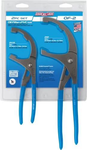 Miniatura 4 de Channellock OF-2 Juego de 2 piezas de alicates para filtro de aceite/PVC, fabricado en EE. UU., acero forjado de alto carbono, incluye alicates