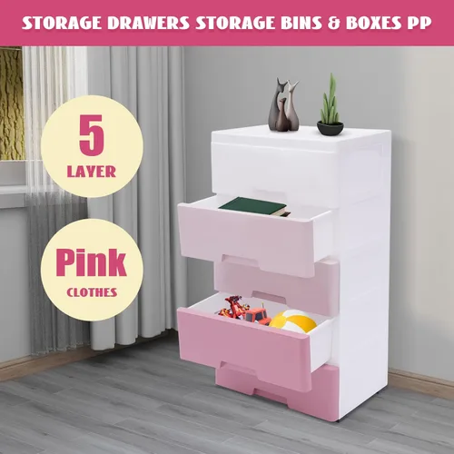 Miniatura 4 de Cajones de almacenamiento de plástico de 5 niveles, organizador de armario, apilable, vertical, independiente, con ruedas, para dormitorio, sala