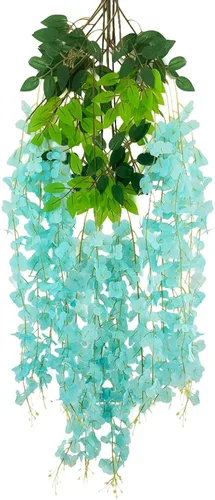 Miniatura 26 de Paquete de 12 guirnaldas de flores colgantes de glicina blanca, enredaderas de flores artificiales de 3.77 pies, glicinia falsa, guirnalda colgante