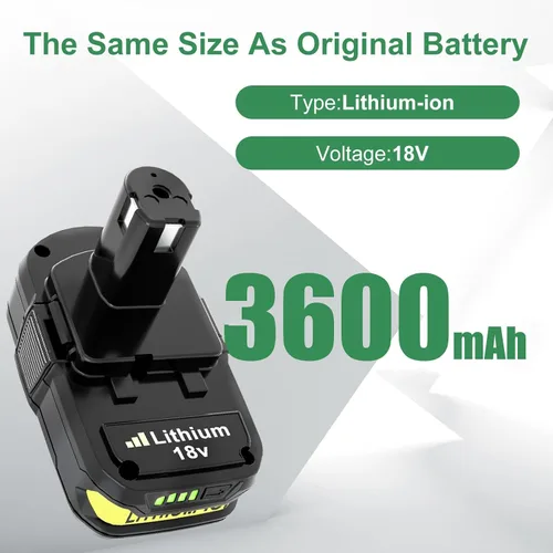 Miniatura 3 de Reoben Paquete de 2 baterías de litio de 3.6 Ah de repuesto para batería Ryobi de 18 V, compatible con baterías Ryobi de 18 voltios P102 P103 P104