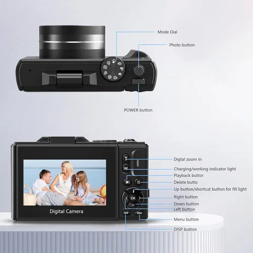 Miniatura 6 de Cámara digital 4K/5K - Cámara de vlogging UHD de 75MP para fotografía y video, WiFi, enfoque automático, pantalla abatible de 3 pulgadas, zoom 18X