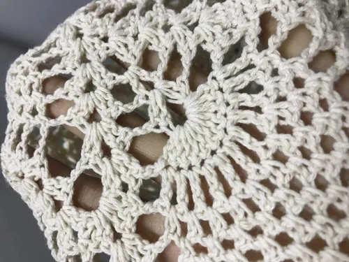 Miniatura 5 de Damanni Mantel de encaje hecho a mano de algodón hecho a mano, redondo, beige, 20 pulgadas