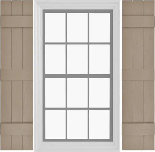 Miniatura 40 de Persianas de Vinilo Board & Batten (1 Par) 11"x31" (3-Tableros) - Negro Cosmos/Pintable Persianas Exteriores para Ventanas Incluye Herrajes