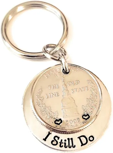 Miniatura 8 de Tucker's Trinkets And Treasures 25th Anniversary Year Quarter, I Still Do Key Chain, 25th Wedding Anniversary
