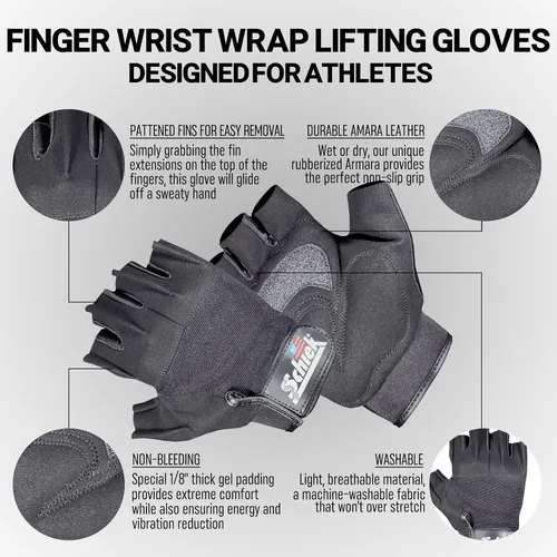 Miniatura 4 de Schiek Guantes de levantamiento de entrenamiento clásicos modelo 710 - Comodidad durante todo el día para entrenamiento de fitness - Agarre