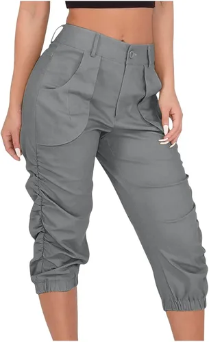Pantalones cargo a media pantorrilla para mujer, pantalones capri de verano casuales ajustados para senderismo, pantalones deportivos suaves con