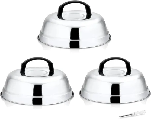 Miniatura 10 de Leonyo Tapa de cúpula de fusión de queso de 9 pulgadas, accesorios de plancha de acero inoxidable, cubierta duradera para cocinar al vapor