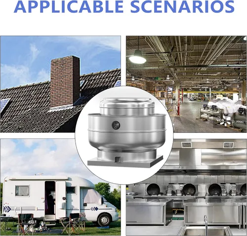 Miniatura 7 de Ventilador de escape centrífugo de accionamiento directo para campana de restaurante 2HP 208-230V Motor monofásico 6300 CFM, certificado ETL