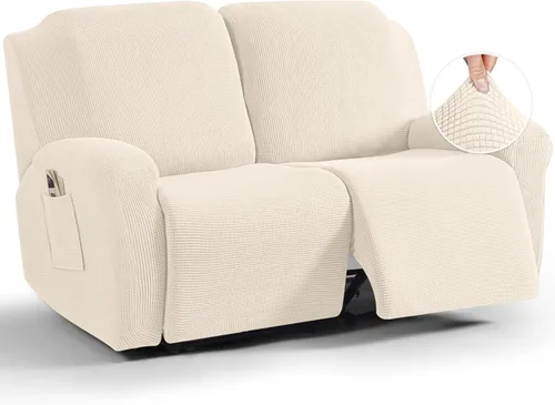Miniatura 15 de TAOCOCO Funda reclinable de 4 piezas, funda elástica para sofá reclinable de 4 piezas, funda reclinable con 1 asiento, protector suave, fundas