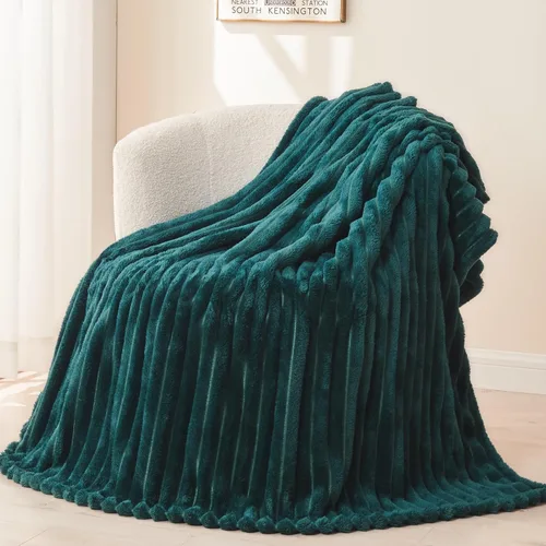 Miniatura 52 de NEWCOSPLAY Manta de Tiro Súper Suave Aqua Franela Sedosa Premium Forro Polar Jacquard Acanalado 3D Ligero Manta de Cama Uso en Todas las Estaciones