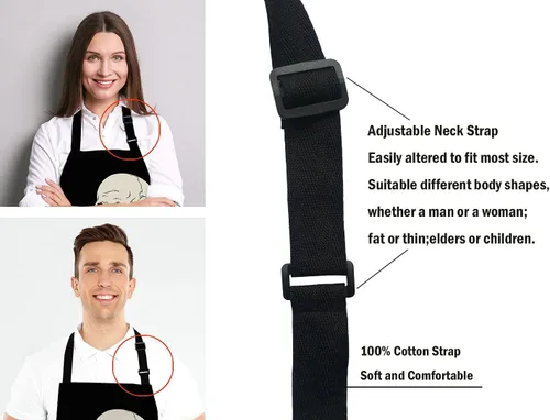 Miniatura 5 de Delantal de perros de animales, divertido delantal con cuello ajustable para hombres y mujeres, adecuado para el hogar, cocina, camarera, chef