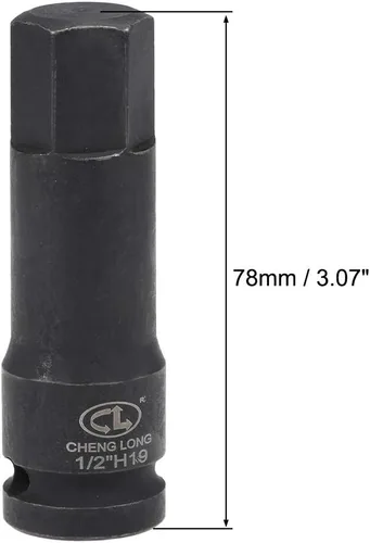 Miniatura 4 de uxcell 1/2" Drive x H19 (0.748 in) Dócalo de impacto de broca hexagonal, métrica de 3 pulgadas de longitud, uso de acero CR-MO con destornilladores