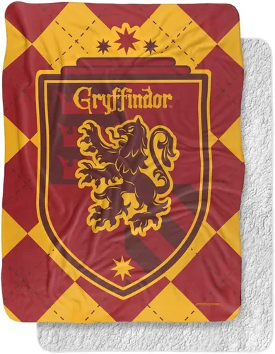 Miniatura 13 de Manta de Harry Potter, 50 x 60 pulgadas, Gryffindor Plaid Sigil Silky Touch Sherpa Back Manta súper suave