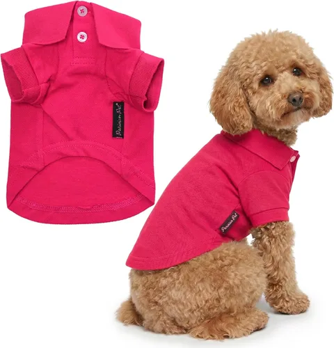 Miniatura 42 de Parisian Pet Polo para perro – Camisa de algodón transpirable en amarillo sólido – Ropa de verano tipo pullover con cuello abotonado para perros