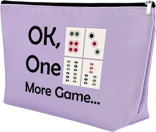 Miniatura 9 de Mxrymvu Mahjong - Bolsa de maquillaje para niñas, regalo para amantes de Mahjong, bolsa de cosméticos, regalos de jubilación para ella, Azul