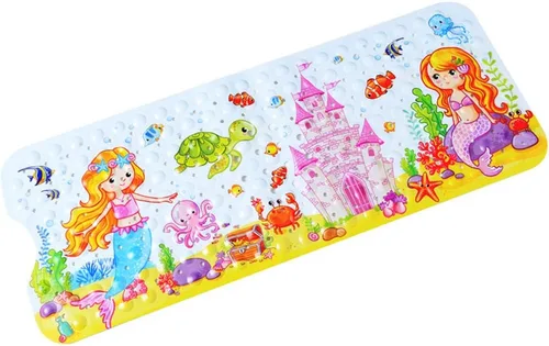 Miniatura 7 de Tapete de baño para bebé para niños, tapete antideslizante sin BPA para niños, tapete de dibujos animados antideslizante con ventosas y agujeros
