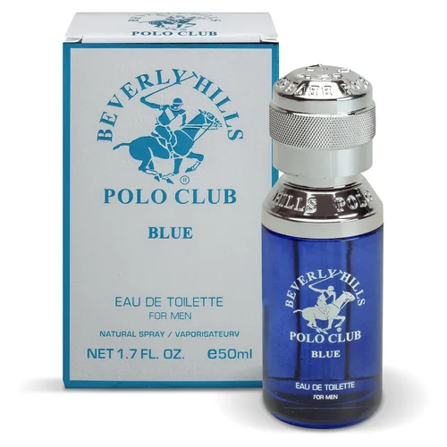 Beverly Hills Polo Club Blue for Men Eau de Toilette - Aroma acuático fresco, fragancia de larga duración, 1.7 onzas líquidas
