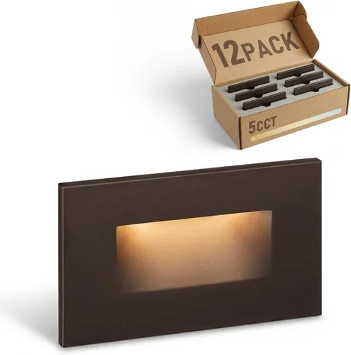 Miniatura 11 de LEONLITE - Luces LED para escalones de 3CCT 120V, 3.5W 110LM regulables del 5% al 100%, impermeables para interiores y exteriores, verticales, luz