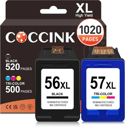 COCCINK 56 57 Cartucho de tinta para HP PSC 1210 1350 Deskjet 5550 5650 5150 Officejet 4105 4110 4252 5510 Photosmart 7450 7550 impresora