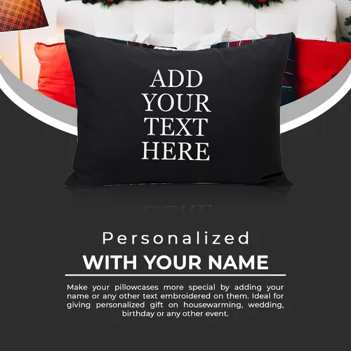 Miniatura 4 de Personalized Passion Fundas de almohada tamaño King (20 x 40 pulgadas), fundas de almohada suaves y acogedoras con cierre de sobre con nombre Negro
