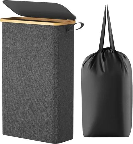Miniatura 28 de Lifewit Cesto de Ropa Sucia Doble de 120L con Tapa, Cesto Grande Dual para Ropa Sucia con Bolsas Removibles, 2 Secciones Cestos Estéticos para Ropa