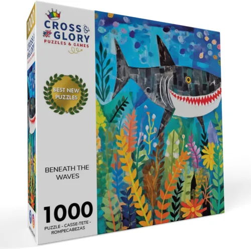 Miniatura 2 de Cross & Glory - Beneath The Waves: Shark's Colorful Realm - Rompecabezas de 1000 piezas para adultos y niños mayores de 12 años Arte oceánico