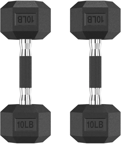 Miniatura 24 de HANDBODE Juego de 2 mancuernas hexagonales de 2.5 a 65 libras con revestimiento de goma, mancuernas para ejercicio y fitness, peso de mano