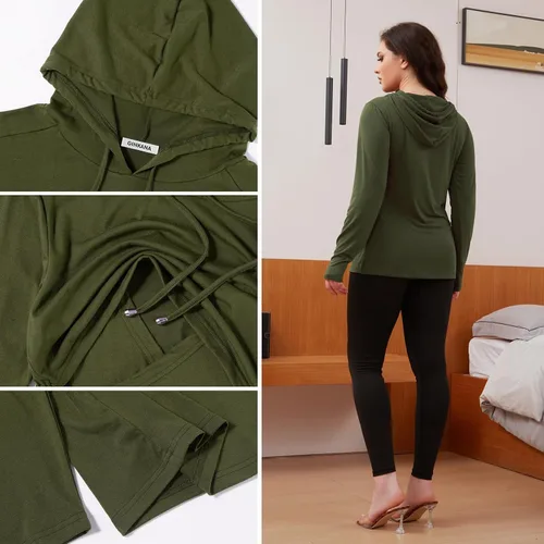 Miniatura 62 de Bhome Camisa de lactancia de manga larga con capucha para lactancia materna