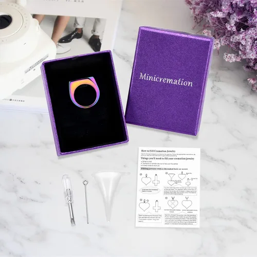Miniatura 34 de Joyería de cremación para cenizas, geometría, estilo simple, anillo conmemorativo para cenizas, soporte para cenizas con kit de relleno, anillo