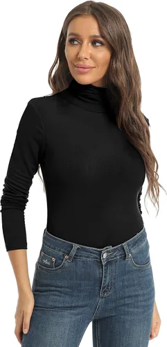 Miniatura 5 de Tops casuales de manga larga con cuello alto para mujer, camisas ajustadas y ligeras de capa base
