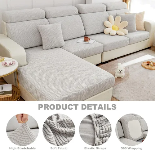 Miniatura 4 de ele ELEOPTION Fundas de cojín para respaldo de sofá, funda elástica en forma de L, funda seccional para sofá, protector de muebles, forro para sala