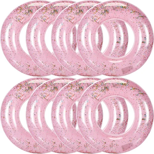 Wettarn Flotadores inflables para piscina, juguetes para niños, tubos de natación para niños, tubos de piscina con lentejuelas con purpurina Rosa