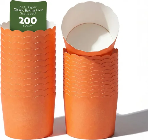 Miniatura 35 de Restaurantware Paquete de 200 moldes de papel para cupcakes de 3.38 onzas, resistentes a la grasa, festoneados para horno, elegantes tazas