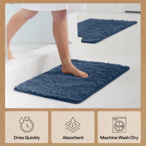 Miniatura 201 de Gorilla Grip - Tapete de baño de felpilla gruesa, suave y absorbente, secado rápido, de microfibra, con reverso de caucho, para piso de ducha, Nube