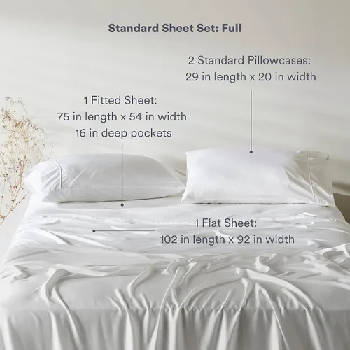 Miniatura 3 de ettitude Juego de sábanas estándar 100% lyocell de bambú orgánico, nube (blanco), matrimonial, sábanas transpirables, ropa de cama, satén, tela a