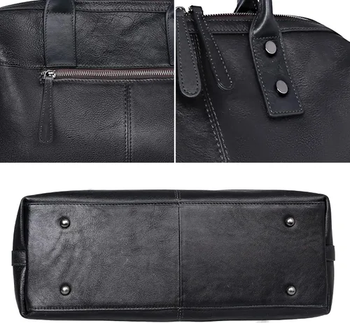 Miniatura 6 de Iswee - Bolso de hombro de cuero genuino, bolso tote con diseño de morral, con asa superior, bolso de gran capacidad, bolso cruzado