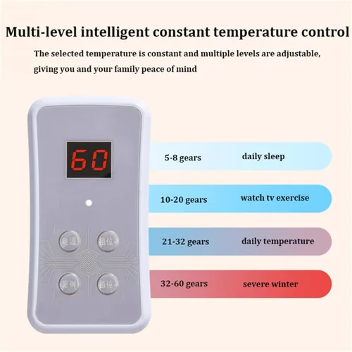 Miniatura 6 de Calentador de suelo radiante infrarrojo, alfombra eléctrica con 60 ajustes de calor, protección contra sobrecalentamiento, 12 horas de apagado